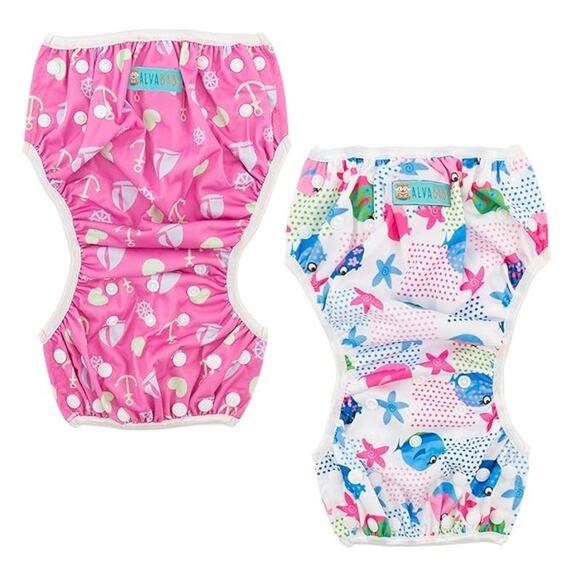 ALVABABY Swim Diapers 2pcs Baby & Toddler Snap One Size Reusable - Picture 2 of 5
